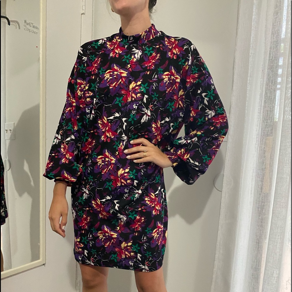Zara loose comfy dress with flowers turtle neck - Picture 4 of 4